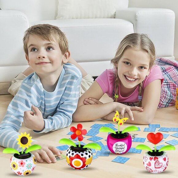 4 Solar Dancing Butterfly Toy Solar Powered Dancing Sun Flower in Colorful Pots - Picture 5 of 7